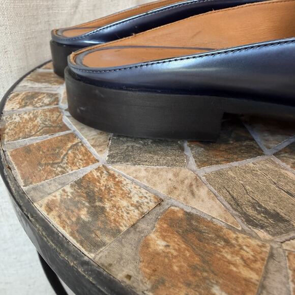 M.Gemi Women’s Leather Slide Loafers Navy Blue Size 37 / US 6.5–7 Made in Italy - Picture 9 of 13